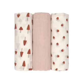 Lässig Swaddle L 3er Little Forest powder pink