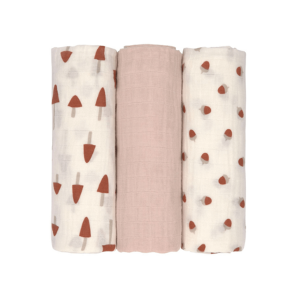 Lässig Swaddle L 3er Little Forest powder pink